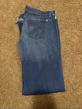 7 For All Mankind Women's Straight Leg Denim Jeans - Medium Blue